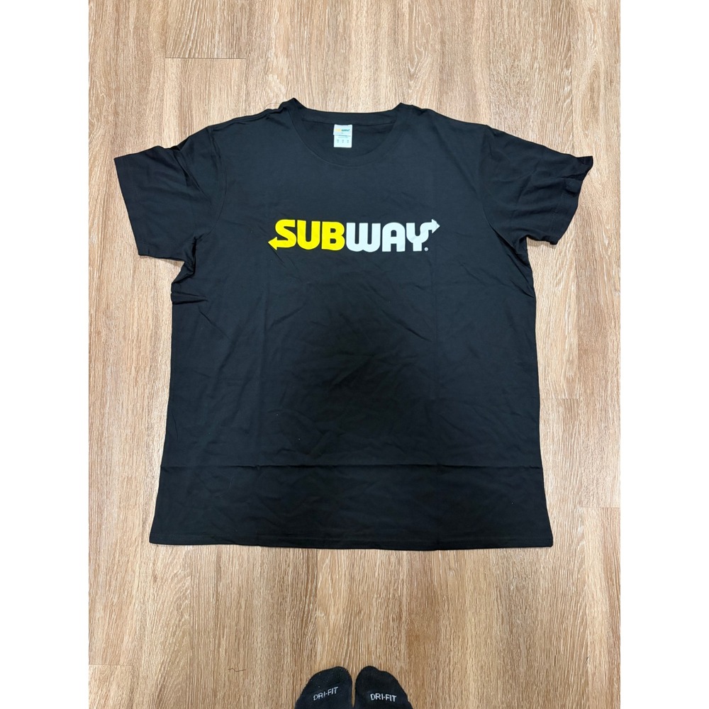 Subway Mens Black Graphic Logo Employee Uniform T-Shirt Size 3XL Short Sleeve